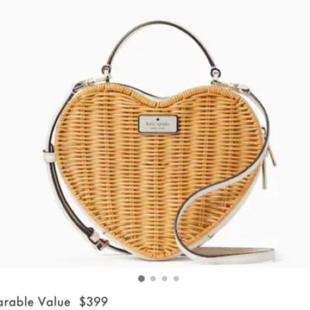 Kate Spade Love Shack Heart Wicker Crossbody Purse - Picture 1 of 5